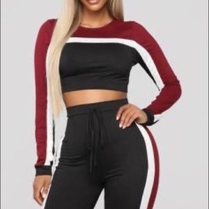Fashion Nova Burgundy two piece active set